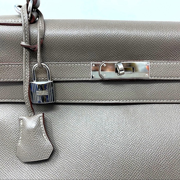 ✈️sold✈️Hermes Kelly35 Etoupe leather bag - Picture 4 of 16